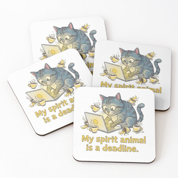 Item preview, Stressed Deadline Cat Fueled by Coffee Humor designed and sold by MartinxMarie.