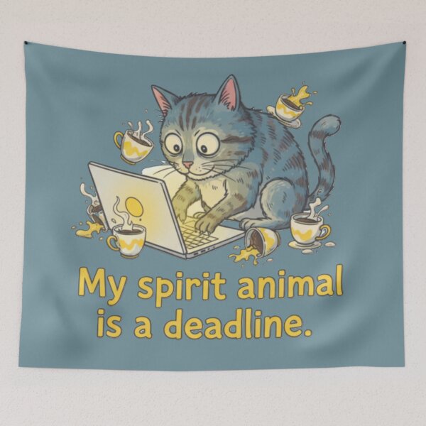 Item preview, Stressed Deadline Cat Fueled by Coffee Humor designed and sold by MartinxMarie.