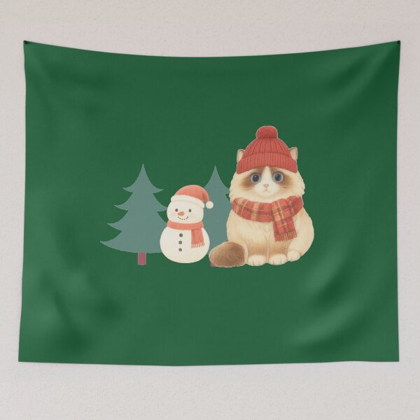 Item preview, Winter Tale of Ragdoll Cat and Snowman designed and sold by Monchatra.