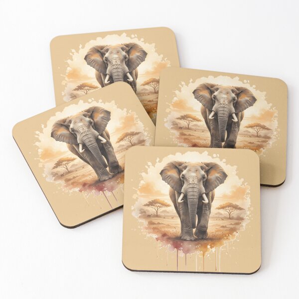 Item preview, Savanna Matriarch - African Elephant in Golden Light Watercolor designed and sold by JoMoPrints.