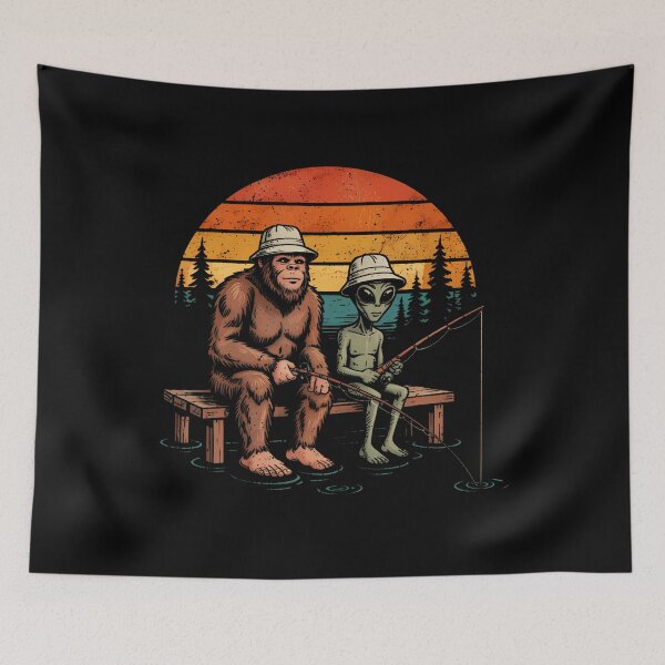Item preview, Funny Alien And Sasquatch Bigfoot Fishing Fisherman Men Boys designed and sold by LeanneCarolina.
