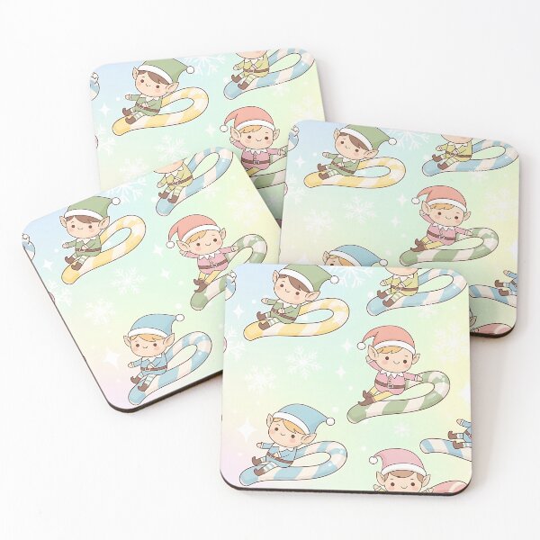 Item preview, Kawaii Elves Sliding on Candy Canes Pattern designed and sold by Itsheartshop.