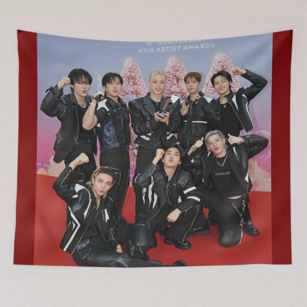 Item preview, Stray Kids group photo ot8 winners Asian artist awards you make strayt kids stay skz skzoo kpop bang chan lee know changbin hyunjin han felix seungmin IN poster tour designed and sold by Kpop-Noona.