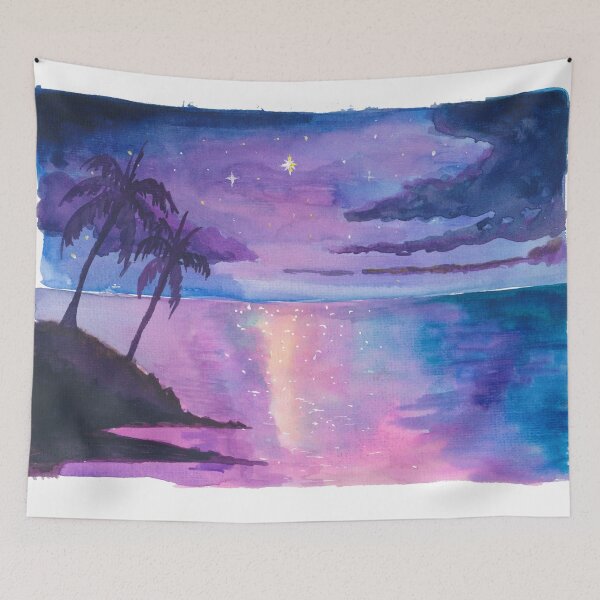 Item preview, Starlit Hawaii Tropics with Palm Trees and Ocean Glow designed and sold by artshop77.