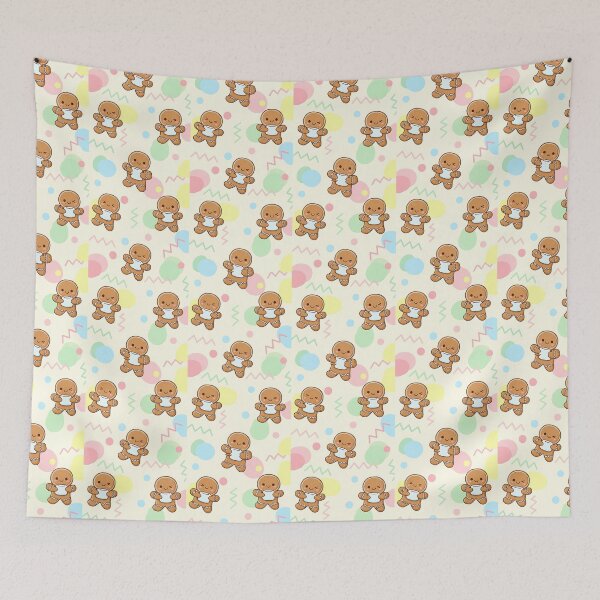 Item preview, Kawaii Gingerbread Men Holding Marshmallows Pattern designed and sold by Itsheartshop.