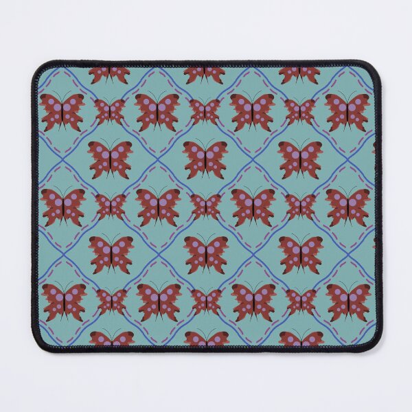 Aperçu de l'œuvre Motif papillon rouge sur fond bleu ciel sans couture créée et vendue par thanratdesign.