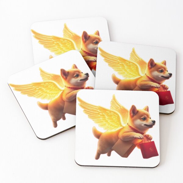 Aperçu de l'œuvre Un Shiba Inu Ange Volant avec des cadeaux de Noël – Livraison de Shiba Inu aux Ailes Dorées créée et vendue par BSL-STORE.