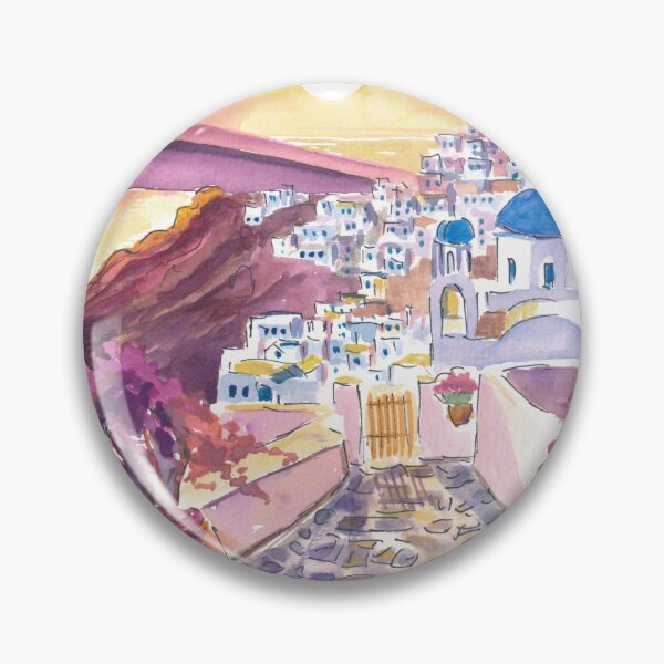 Item preview, Santorini Oia Gorgeous Sunset View with Sea and Town designed and sold by artshop77.