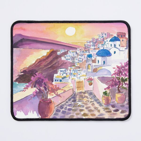 Item preview, Santorini Oia Gorgeous Sunset View with Sea and Town designed and sold by artshop77.