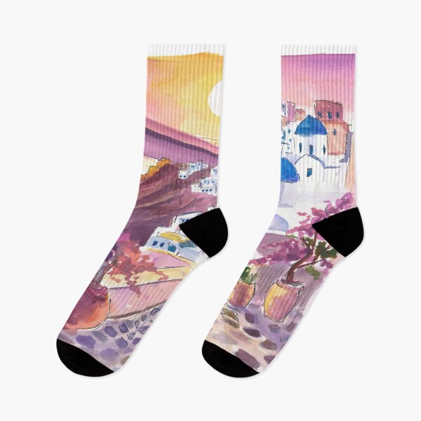 Item preview, Santorini Oia Gorgeous Sunset View with Sea and Town designed and sold by artshop77.