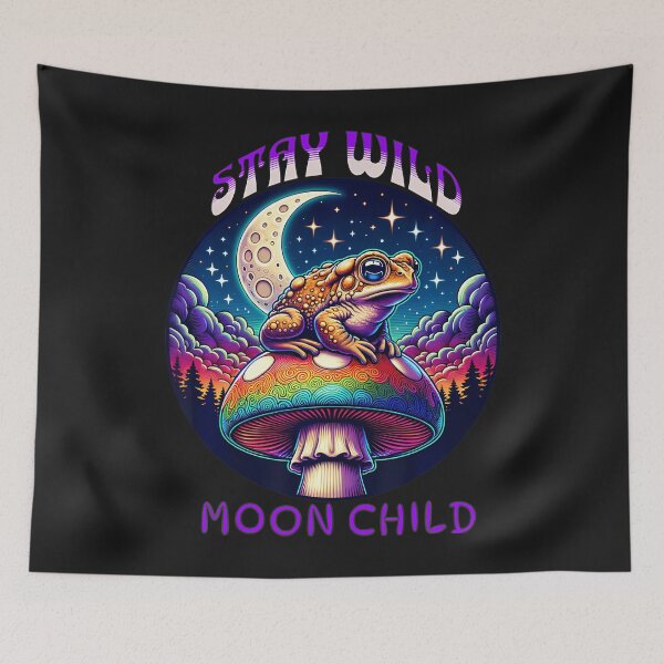Item preview, Stay Wild Moon Child Magic Mushroom Toad Frog Hippie Boho designed and sold by ArleneJene.