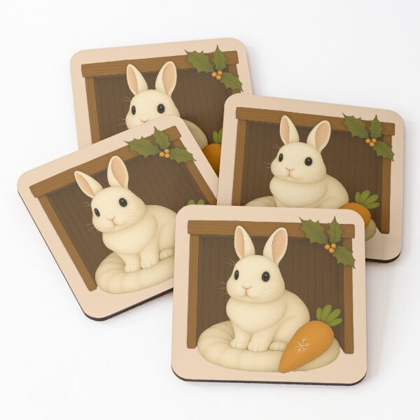 Item preview, Netherland Dwarf White Rabbit in Cozy Hutch – Cute Holiday Bunny  designed and sold by Cute Pets Everywhere™.
