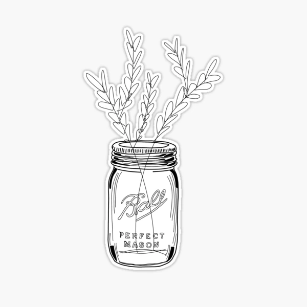 Cute 4 Mason jar line art minimalistic design - journal doodles Sticker  for Sale by Yarafantasyart