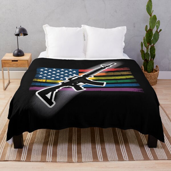 Item preview, Rainbow Pro Gun American Flag LGBT Gay Pride AR15 Owner Tank Top designed and sold by visionnen.