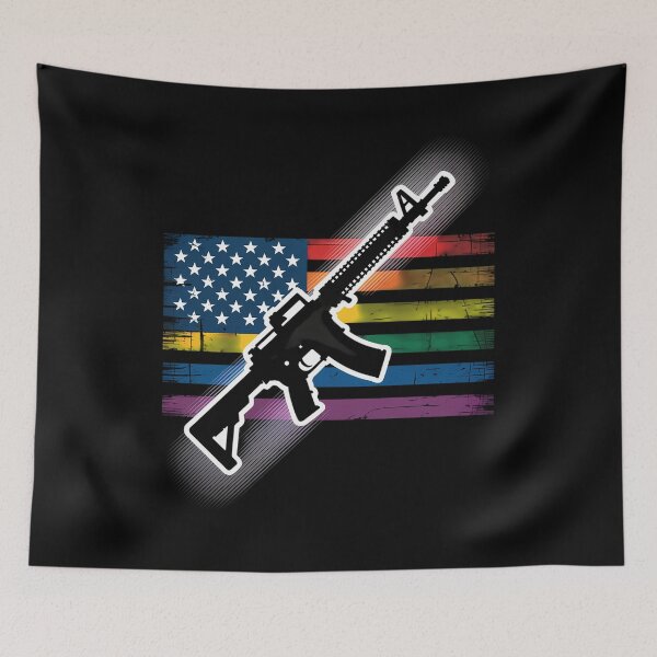 Item preview, Rainbow Pro Gun American Flag LGBT Gay Pride AR15 Owner Tank Top designed and sold by visionnen.