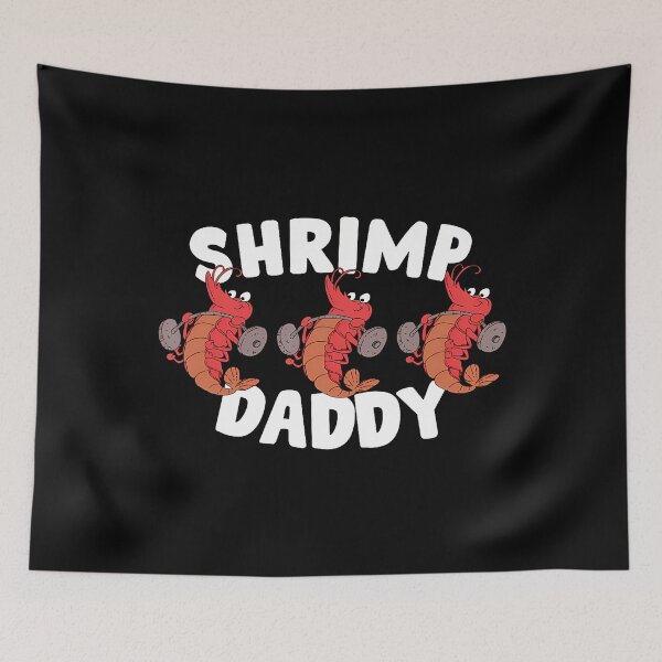 Item preview, Shrimp Daddy Funny Gym Cartoon Crustacean Weightlifting designed and sold by JaneJanie.