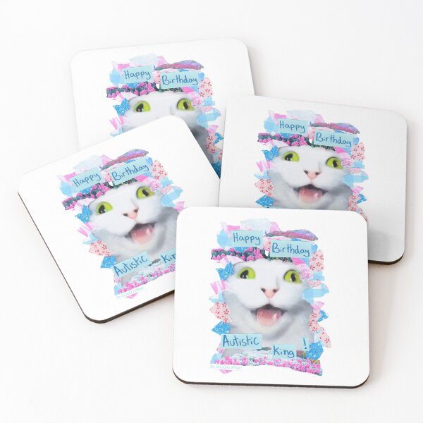 Item preview, Happy Birthday autistic king! | Silly cat meme collage style birthday card designed and sold by OnBambisMind.