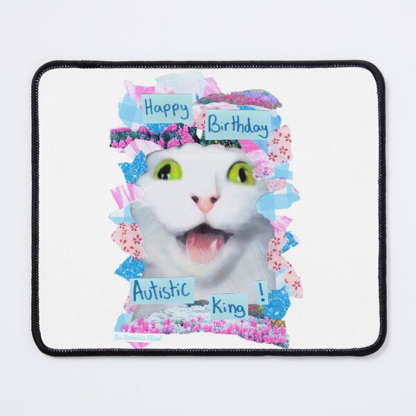 Item preview, Happy Birthday autistic king! | Silly cat meme collage style birthday card designed and sold by OnBambisMind.