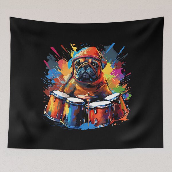 Item preview, Drums Pug Dog Funny Pug Dog Lover Pug Lover designed and sold by RubySandy.