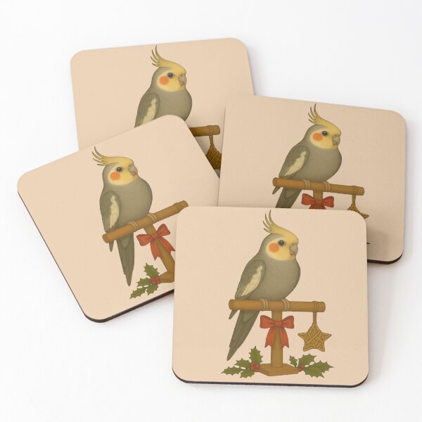 Item preview, Gray and Yellow Cockatiel on Festive Perch - Cute Christmas Bird designed and sold by Cute Pets Everywhere™.