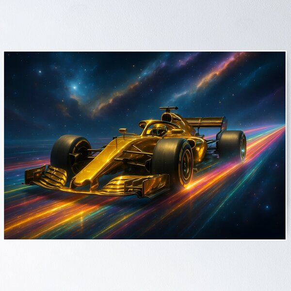 Item preview, Golden Racing Machine - Futuristic Speed Burst Art designed and sold by DanielBDesigns.