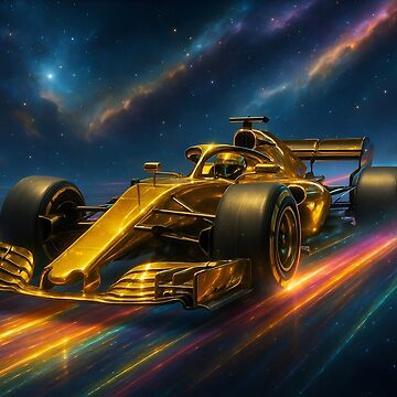 Artwork thumbnail, Golden Racing Machine - Futuristic Speed Burst Art by DanielBDesigns
