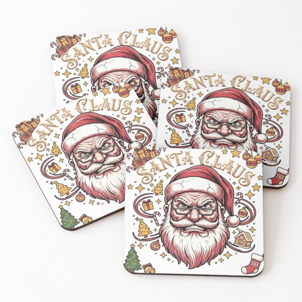 Item preview, Angry Santa Claus Gold Typography Vintage Christmas Mascot designed and sold by SoulenCify.