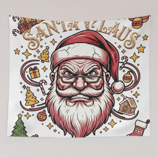 Item preview, Angry Santa Claus Gold Typography Vintage Christmas Mascot designed and sold by SoulenCify.