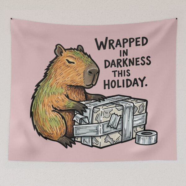 Item preview, Capybara Wrapped in Darkness | Funny Anti-Holiday Dark Humor Gift designed and sold by HypeHoundz.