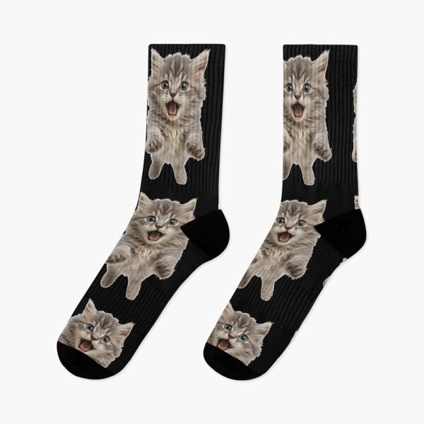Item preview, Happy Jumping Kitten – Fluffy Grey Cat Illustration designed and sold by pixelandpine.