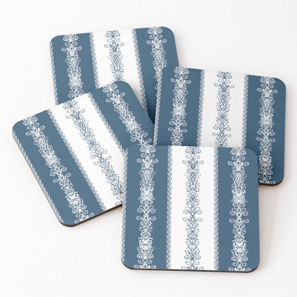 Item preview, Blue & White Stripes with Decorative Elements [2] designed and sold by SideDishDesign.