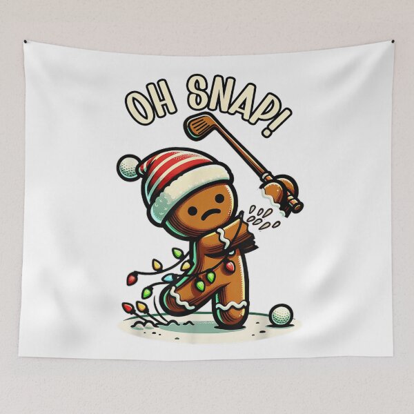 Item preview, Oh Snap Funny Gingerbread Man Golfing Christmas Lights Mishap designed and sold by RenettaFunky.