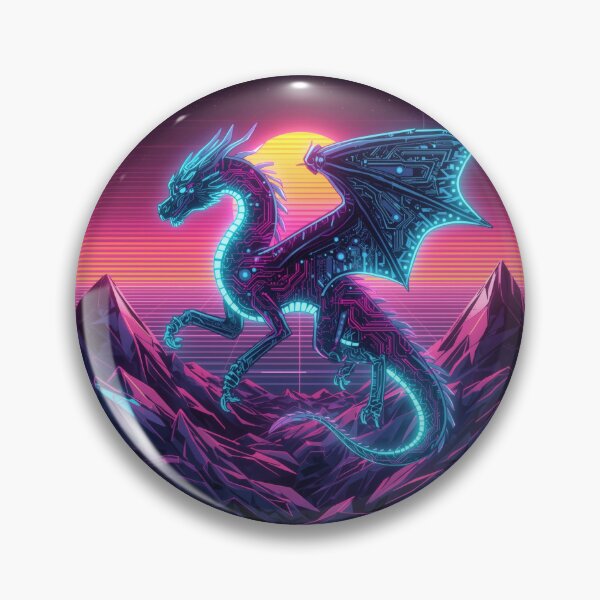 Item preview, Neon Cyber Dragon | Synthwave Digital Dragon Core | Futuristic Vaporwave Creature designed and sold by Visualynx.