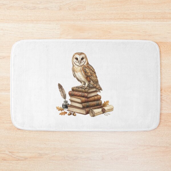 Item preview, Cozy Wise Owl Reading Vintage Books Watercolor designed and sold by EverBranz-stor.