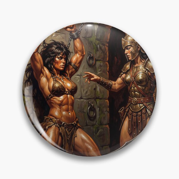 Artikelvorschau, Amazonen verhören eine barbarische Kriegerin in Defiance-Illustrationen im Fantasy-Kunststil entworfen und verkauft von Vintage Designs +.
