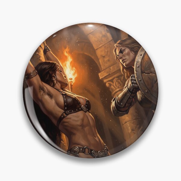 Artikelvorschau, Amazonen verhören eine barbarische Kriegerin in Defiance-Illustrationen im Fantasy-Kunststil entworfen und verkauft von Vintage Designs +.
