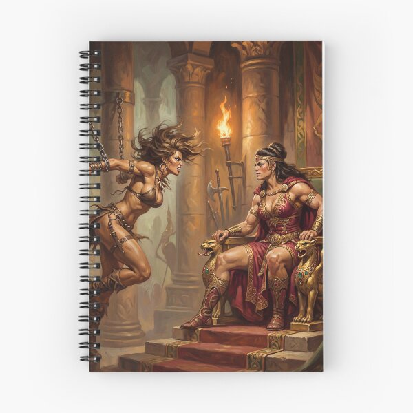 Item preview, Amazon Queen Interrogation of a Barbarian warrior woman in Defiance illustration fantasy art style designed and sold by Vintage Designs +.
