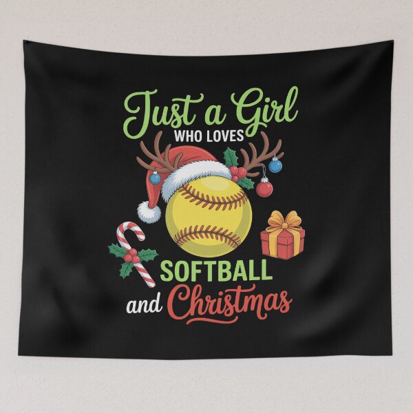 Item preview, Just A Girl Who Loves Softball And Christmas designed and sold by SiegridOffical.