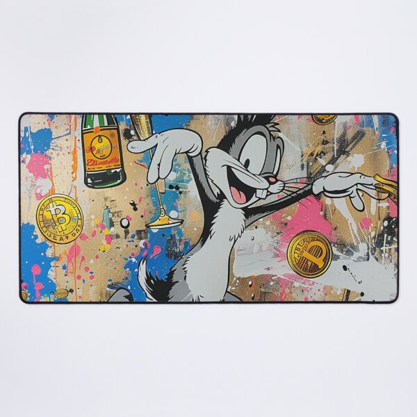 Item preview, Bitcoin Party Rabbit Graffiti Art designed and sold by surrealbysaly.