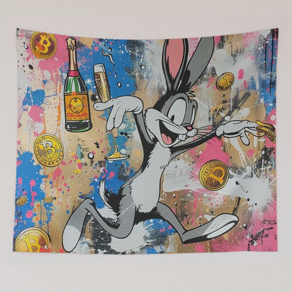 Item preview, Bitcoin Party Rabbit Graffiti Art designed and sold by surrealbysaly.