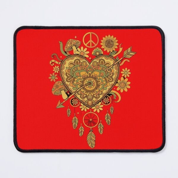 Item preview, Groovy Peace and Love Heart Mandala with Retro 70s Vibes designed and sold by JanRizz.