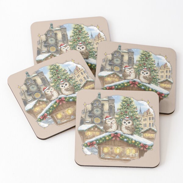 Item preview, Two Cute Owls Christmas Market Prague – Astronomical Clock  designed and sold by FixwellStudio.