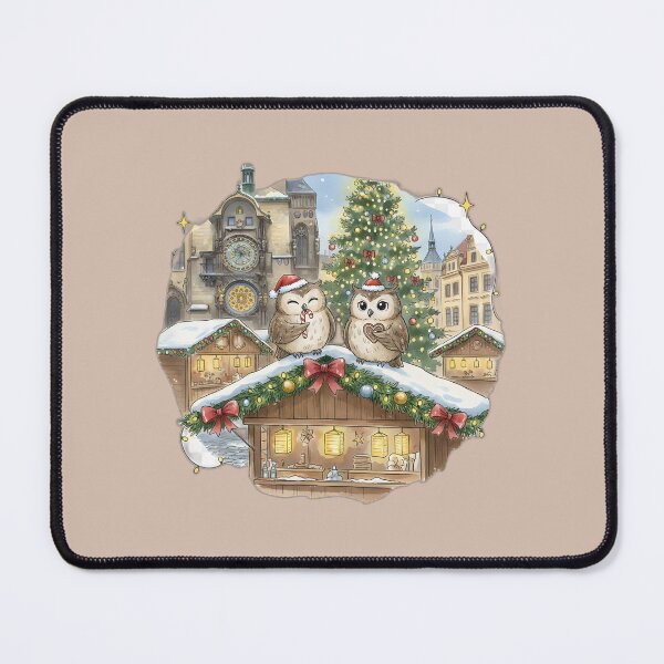 Item preview, Two Cute Owls Christmas Market Prague – Astronomical Clock  designed and sold by FixwellStudio.