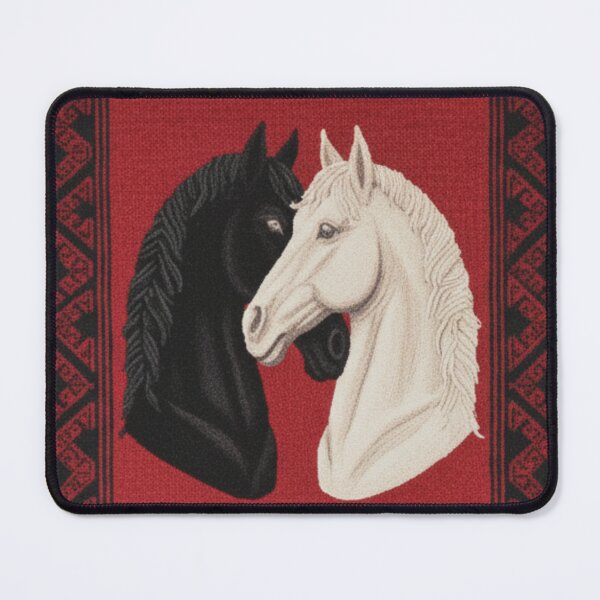 Item preview, Black and White Horse Love Moroccan Rug Art designed and sold by designwiss.