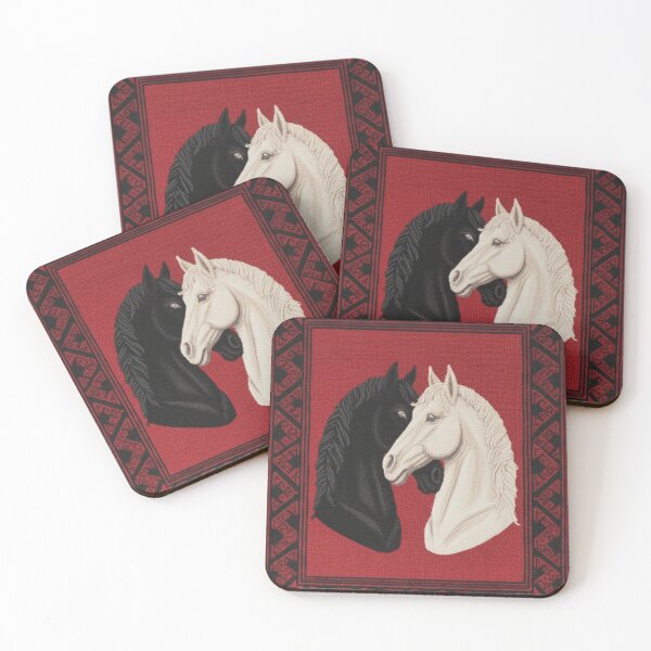 Item preview, Black and White Horse Love Moroccan Rug Art designed and sold by designwiss.
