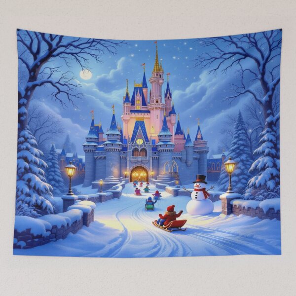 Item preview, Magical Winter Castle – Snowy Fairytale with children, sleigh ride and golden glowing lights designed and sold by FotoworldEdel.