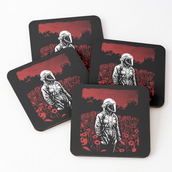 Item preview, Astronaut in Flower Field - Red Pop Art Sci-Fi Nature designed and sold by AnAzArt.