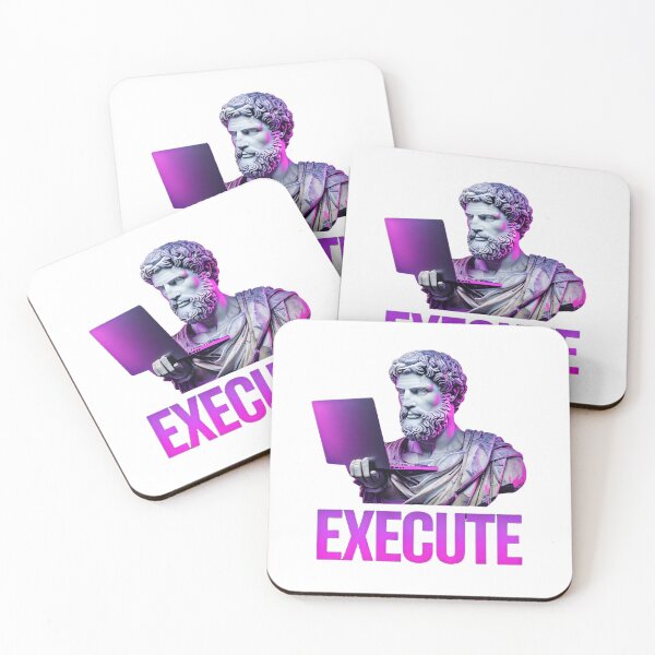 Item preview, Execute Vaporwave Statue Stoic Entrepreneur Laptop Motivation Hustle designed and sold by HustleHardCo.