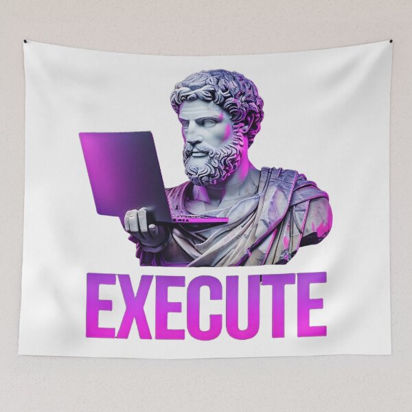 Item preview, Execute Vaporwave Statue Stoic Entrepreneur Laptop Motivation Hustle designed and sold by HustleHardCo.