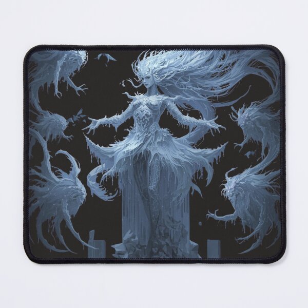 Item preview, Ethereal Ice Dragon Goddess Queen Fantasy Art - Frozen Winter Sorceress with Mythical Dragons Digital Artwork designed and sold by TitanRN.